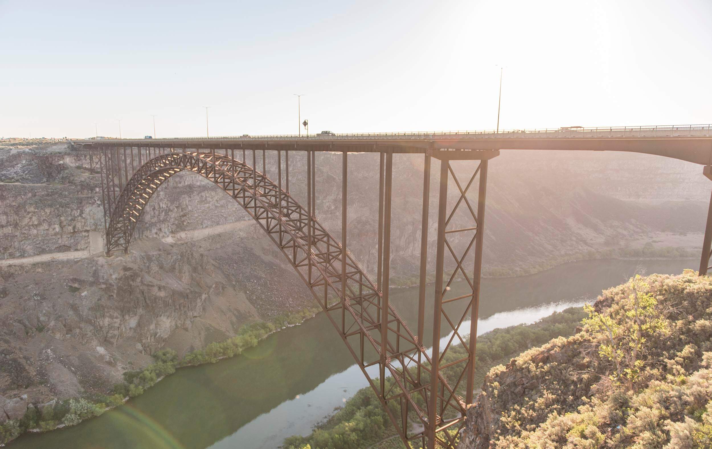 Side view of Perrine Bridge crossing the Snake River.