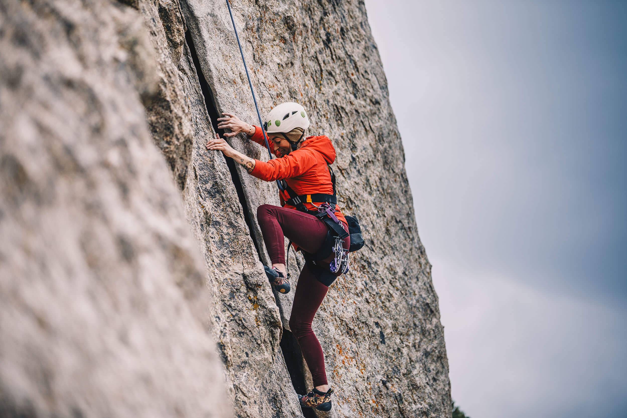 a person rock climbing