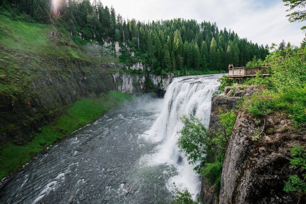 Admiring Upper Mesa Falls from the viewing deck.