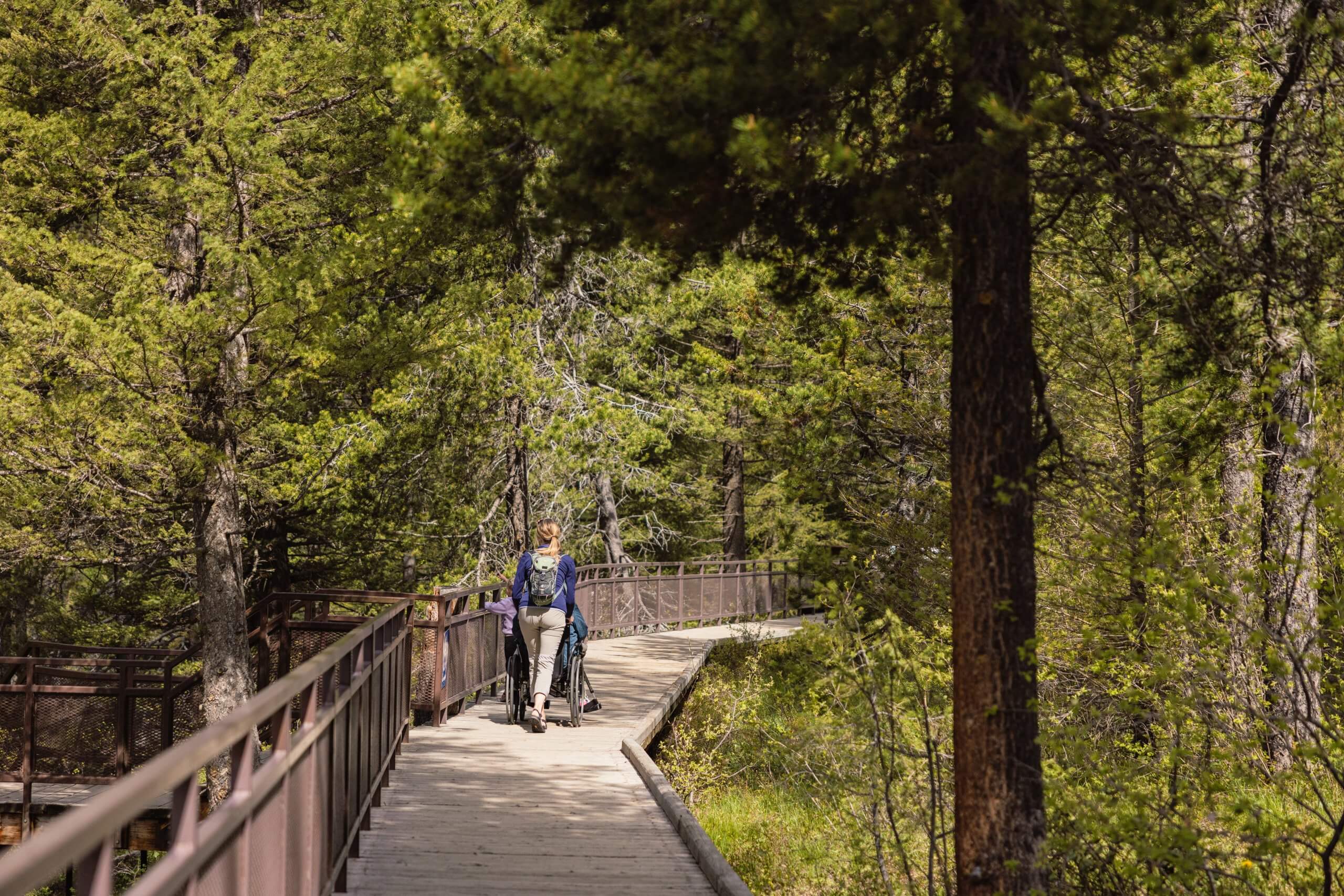 Three generations of women traverse the Upper Mesa Falls Trailhead.