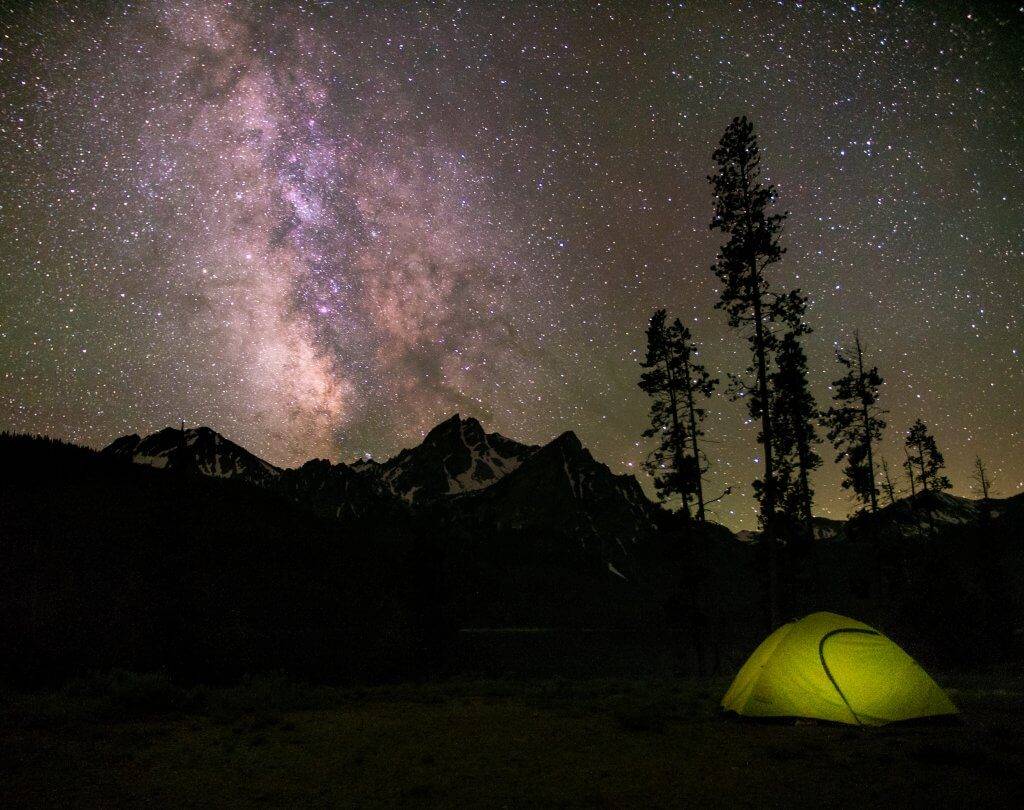 tent under night sky in stanley