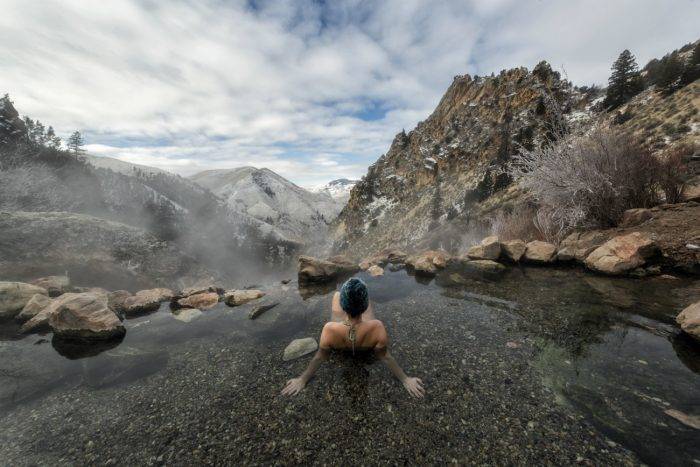 woman in hot spring