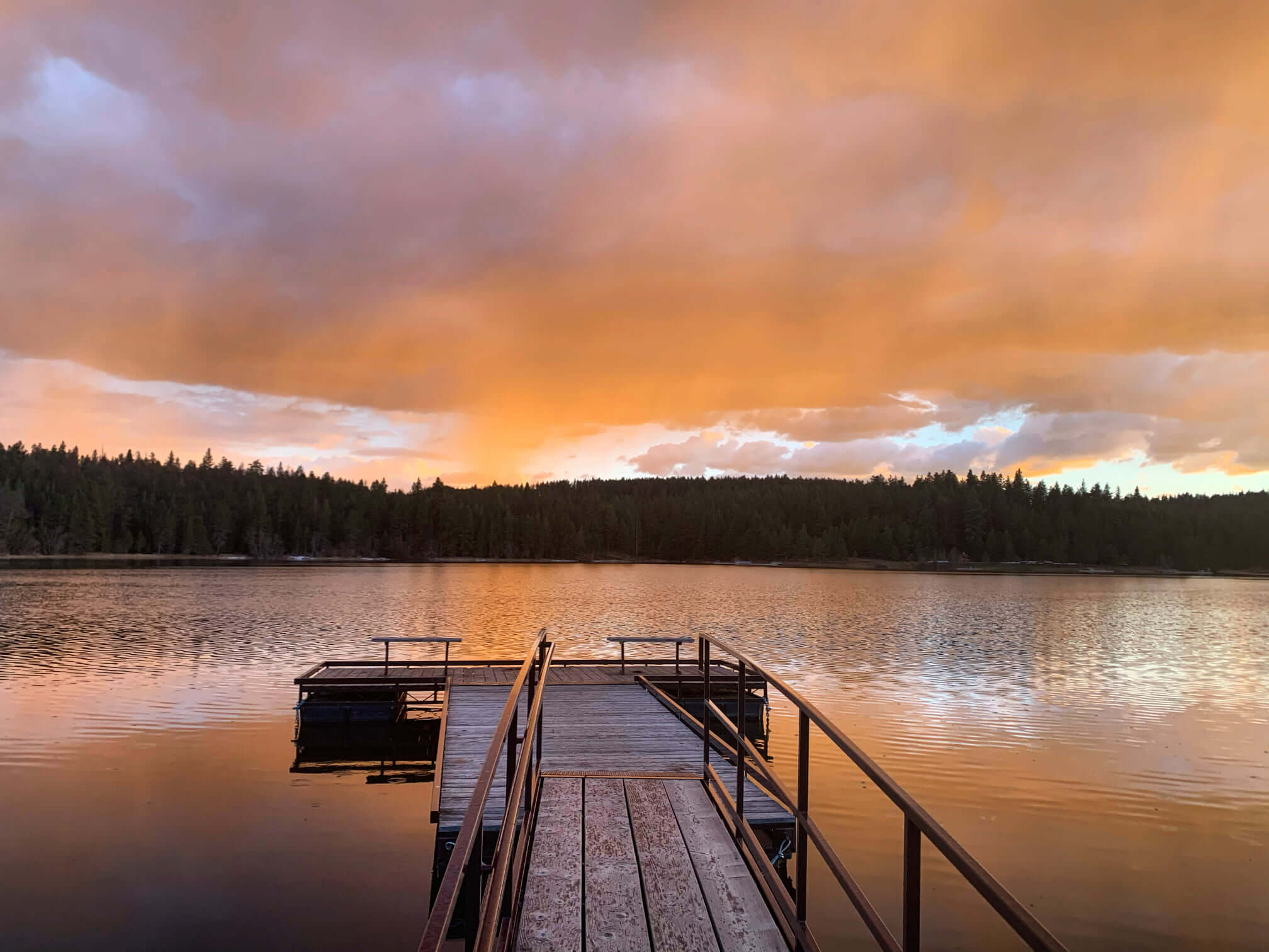 Sunset over Winchester Lake at Winchester Lake State Park.